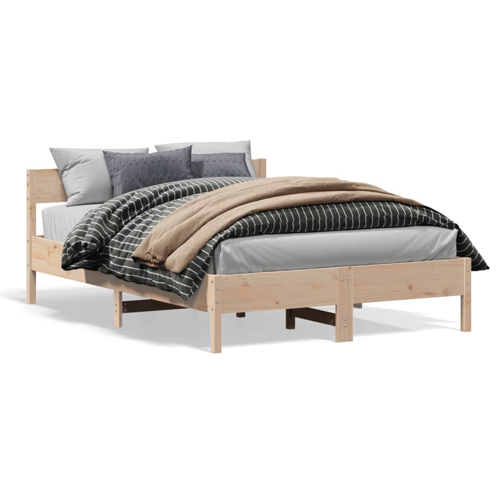 Solid Pine Wood Bed Frame 140x200 cm - Mattress Not Included