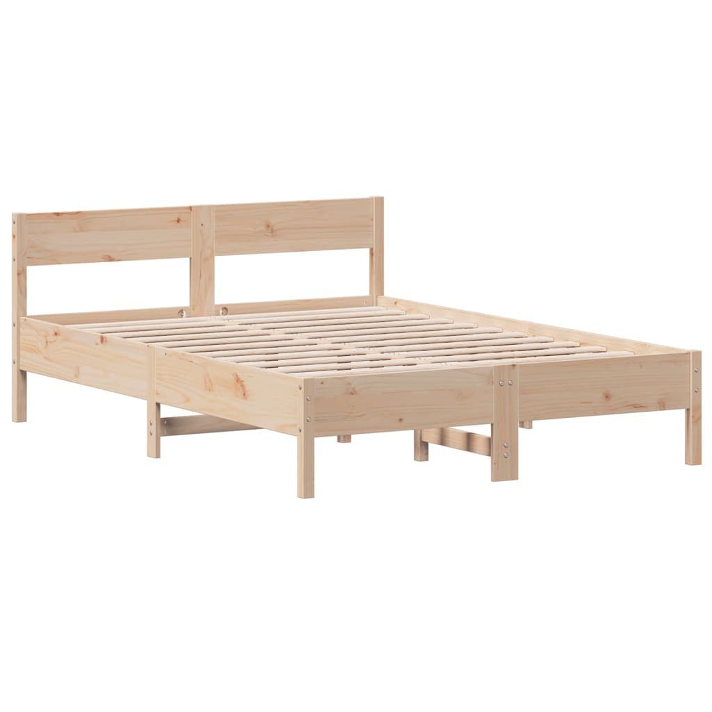 Solid Pine Wood Bed Frame 140x200 cm - Mattress Not Included