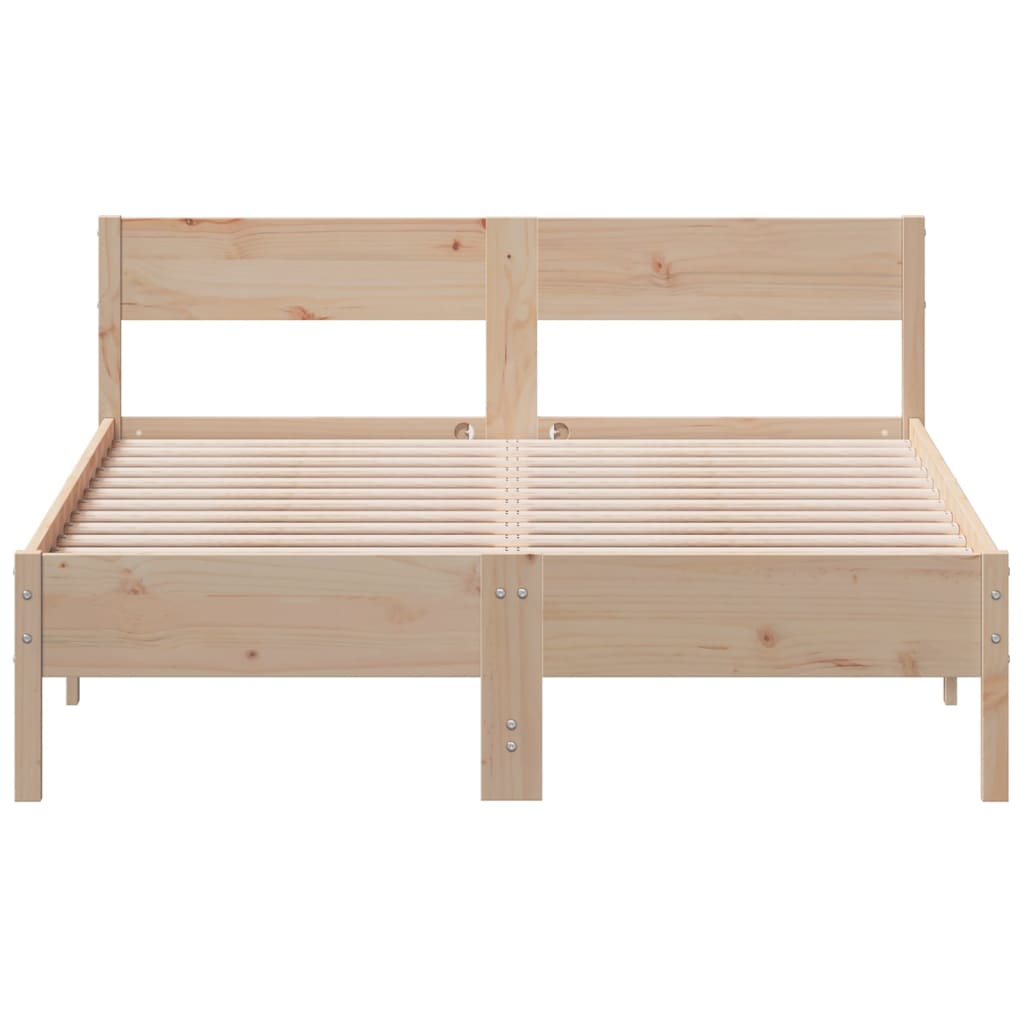 Solid Pine Wood Bed Frame 140x200 cm - Mattress Not Included
