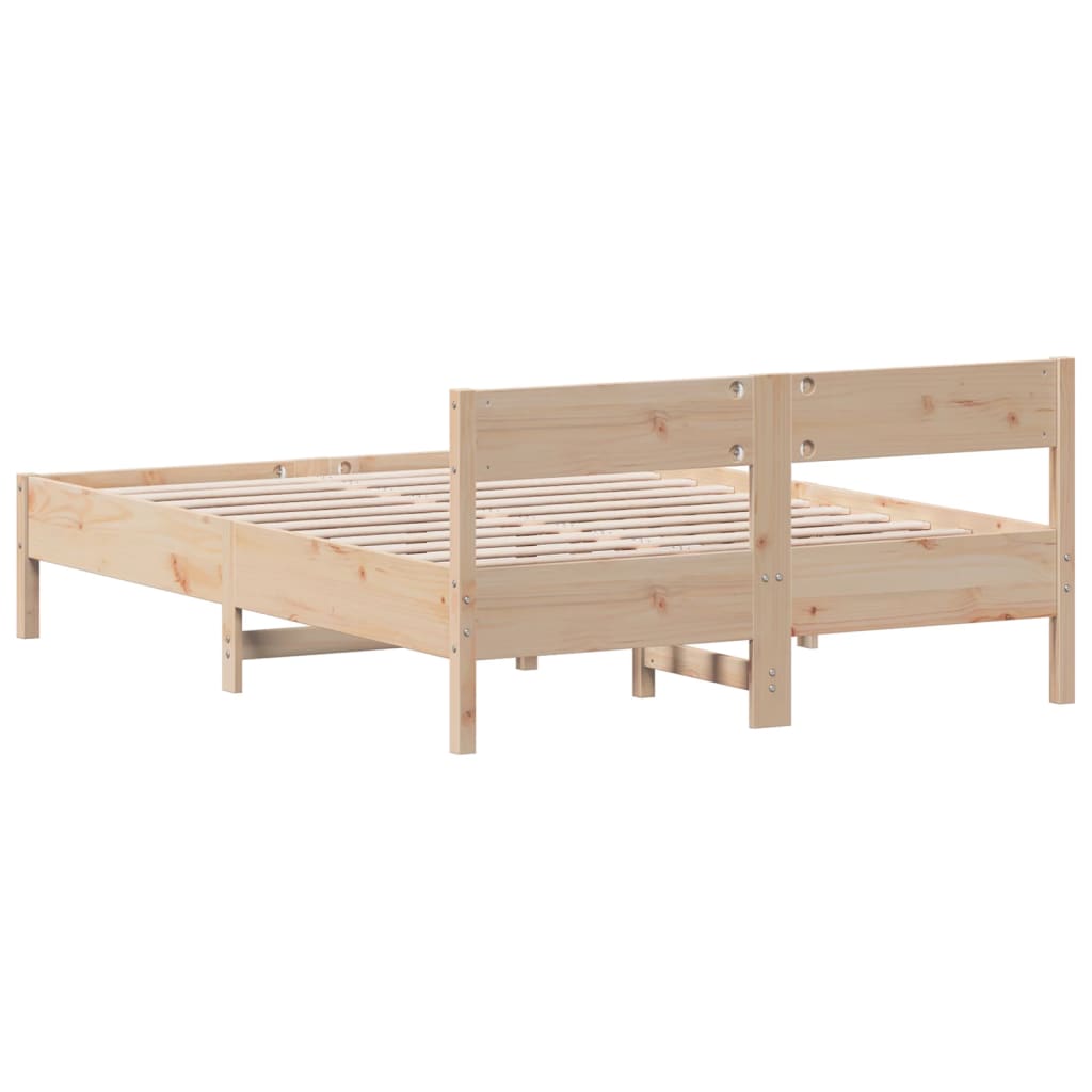 Solid Pine Wood Bed Frame 140x200 cm - Mattress Not Included