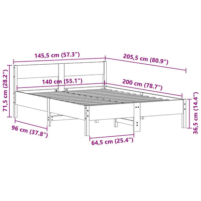 Solid Pine Wood Bed Frame White 140x200 cm - No Mattress Included