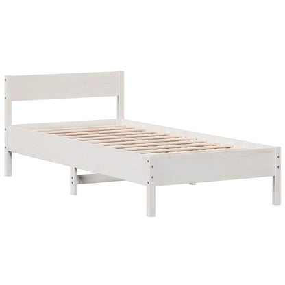 Solid Pine Wood Bed Frame 100x200 cm - White Finish
