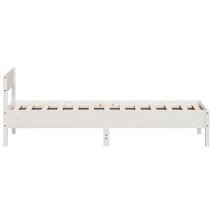 Solid Pine Wood Bed Frame 100x200 cm - White Finish