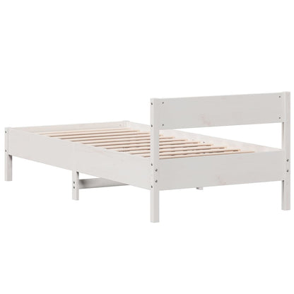 Solid Pine Wood Bed Frame 100x200 cm - White Finish