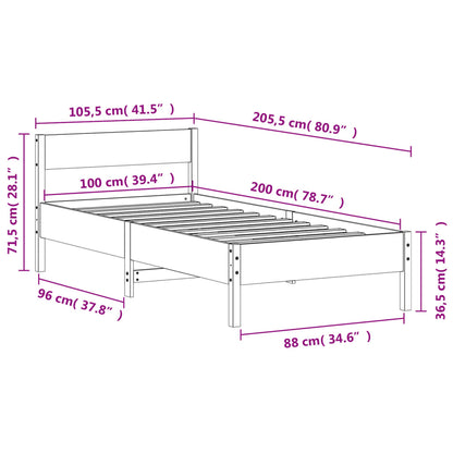 Solid Pine Wood Bed Frame 100x200 cm - White Finish