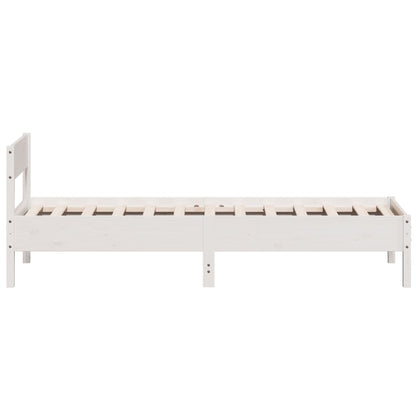 Solid Pine Wood Bed Frame, White 90x200 cm - No Mattress Included