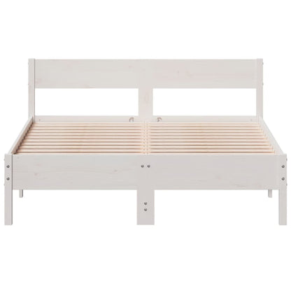 Solid Pine Wood White Bed Frame 140x190 cm - No Mattress