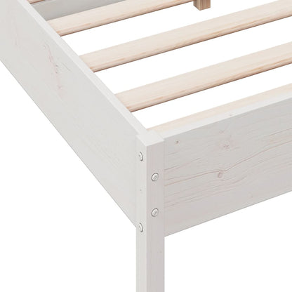 Solid Pine Wood White Bed Frame 140x190 cm - No Mattress