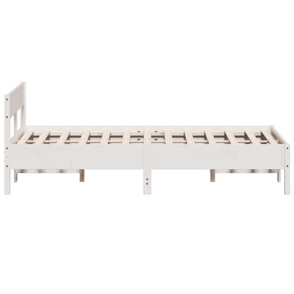 Solid Pine Double Bed Frame - White 135x190 cm (No Mattress)