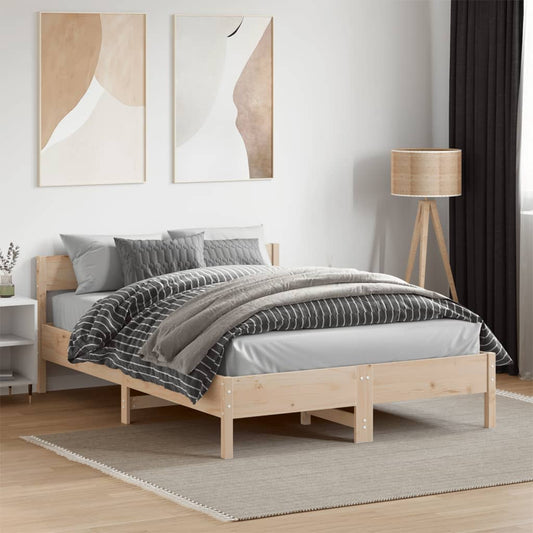 Solid Pine Wood Small Double Bed Frame 120x190 cm - No Mattress