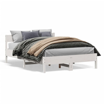 Solid Pine Wood Small Double Bed Frame 120x190 cm - White