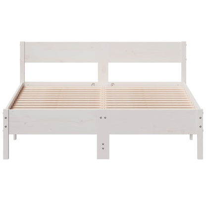 Solid Pine Wood Small Double Bed Frame 120x190 cm - White