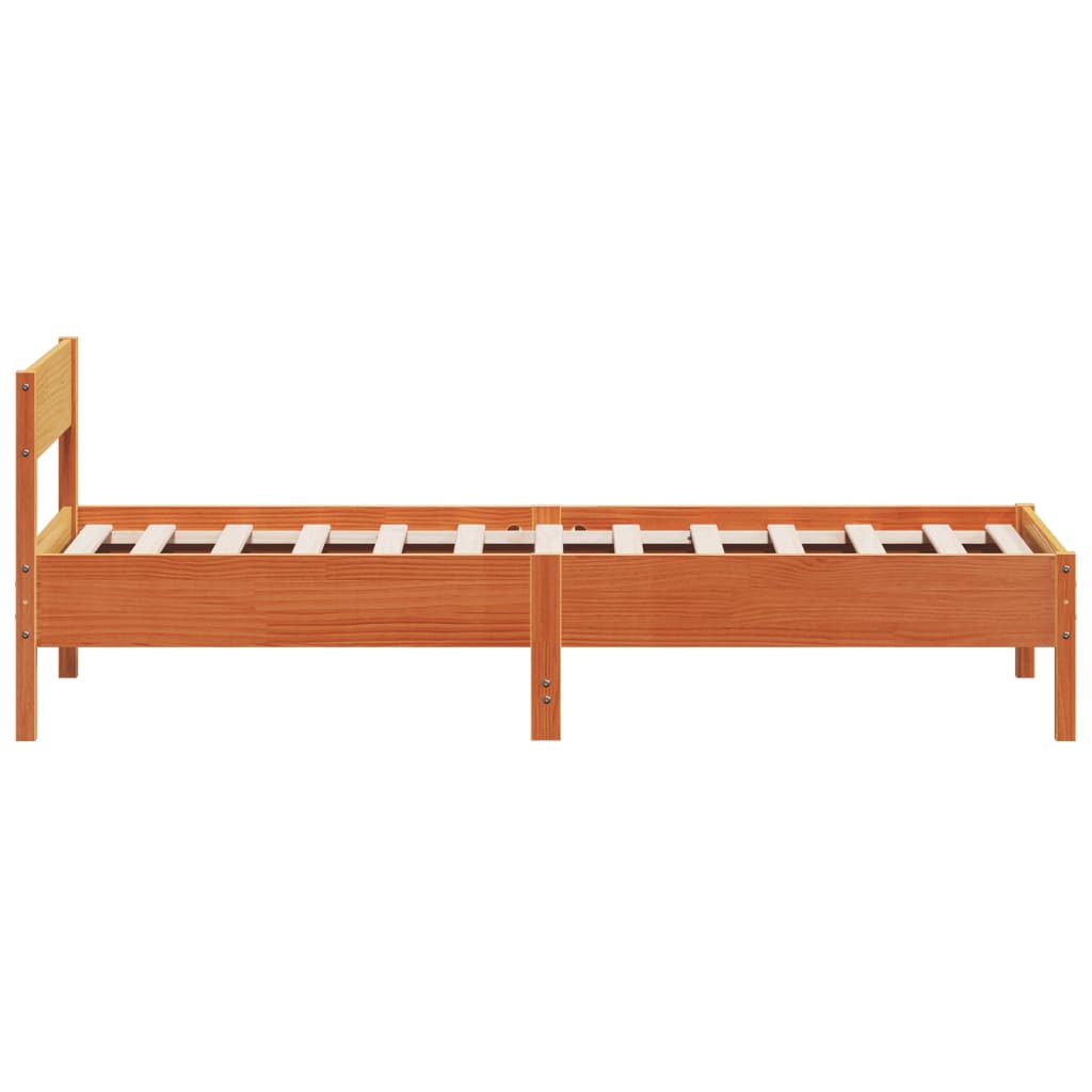 Solid Pine Single Bed Frame, Wax Brown 90x190 cm (No Mattress)