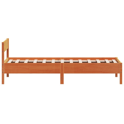 Solid Pine Single Bed Frame, Wax Brown 90x190 cm (No Mattress)