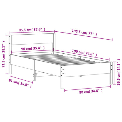 Solid Pine Single Bed Frame, Wax Brown 90x190 cm (No Mattress)