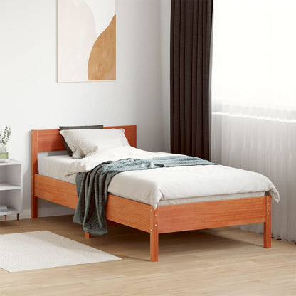 Solid Pine Single Bed Frame, Wax Brown 90x190 cm (No Mattress)