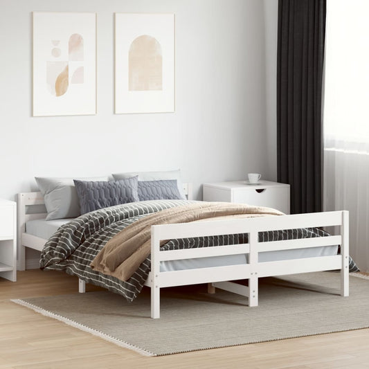 White Solid Pine Wood Bed Frame 140x200 cm – No Mattress Included