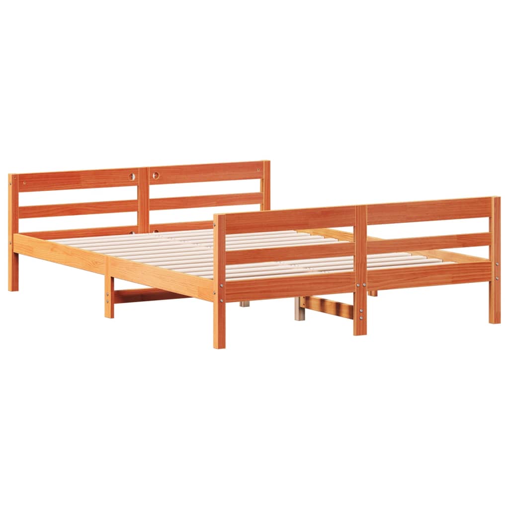 Bed Frame without Mattress Wax Brown 140x200 cm Solid Wood Pine