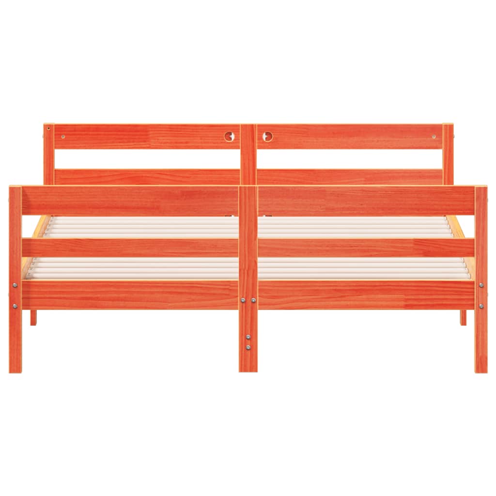 Bed Frame without Mattress Wax Brown 140x200 cm Solid Wood Pine