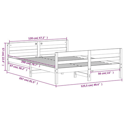 Solid Pine Bed Frame, Wax Brown, 120x200 cm - No Mattress Included