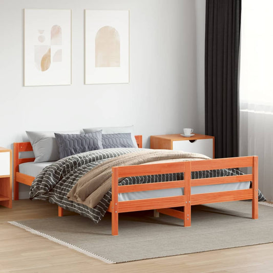 Solid Pine Bed Frame, Wax Brown, 120x200 cm - No Mattress Included