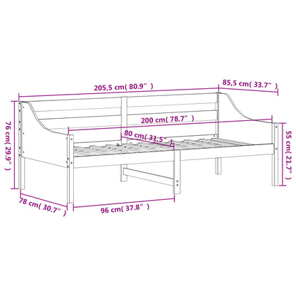 Wax Brown Solid Pine Day Bed Frame 80x200 cm - No Mattress Included