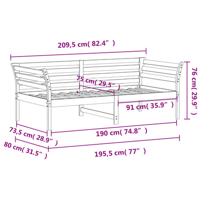 White Solid Pine Day Bed Frame 75x190cm - No Mattress Included