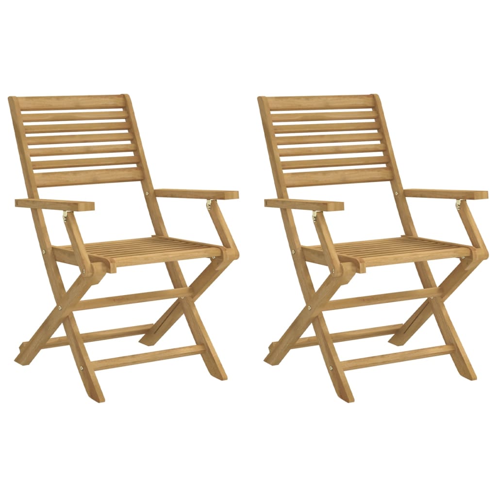 2-Piece Solid Acacia Wood Folding Garden Chairs - 54.5x61.5x86.5 cm