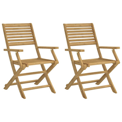 2-Piece Solid Acacia Wood Folding Garden Chairs - 54.5x61.5x86.5 cm
