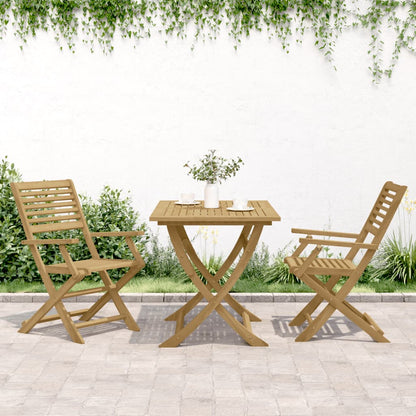 2-Piece Solid Acacia Wood Folding Garden Chairs - 54.5x61.5x86.5 cm