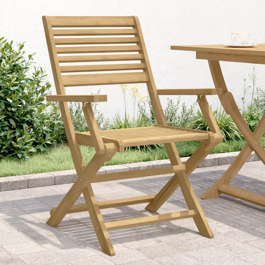 2-Piece Solid Acacia Wood Folding Garden Chairs - 54.5x61.5x86.5 cm