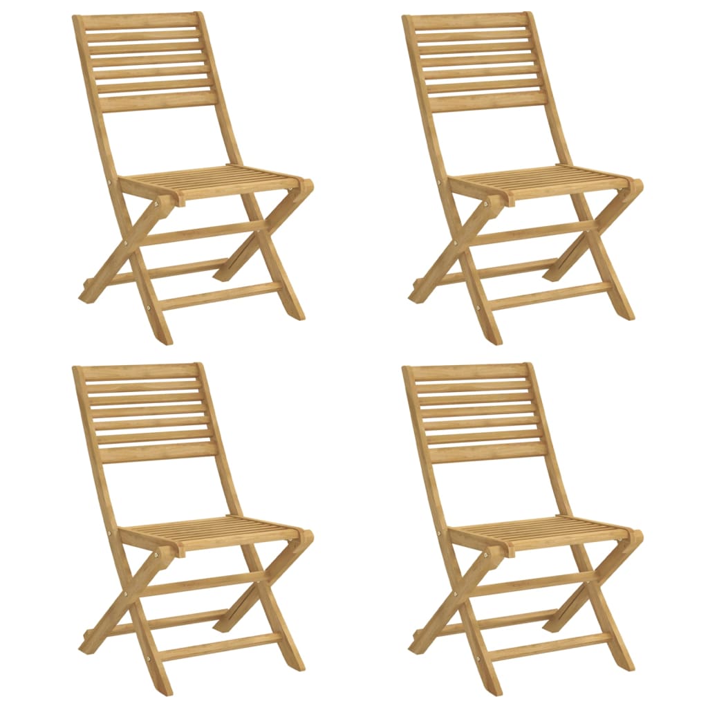 Solid Acacia Wood Folding Garden Chairs, Set of 4, Compact & Stylish