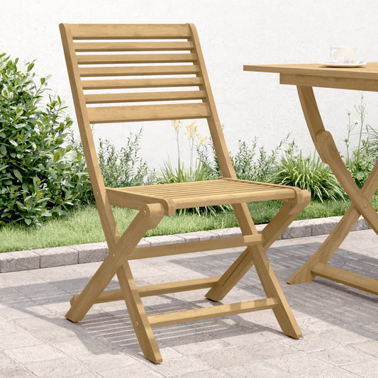 Solid Acacia Wood Folding Garden Chairs, Set of 4, Compact & Stylish