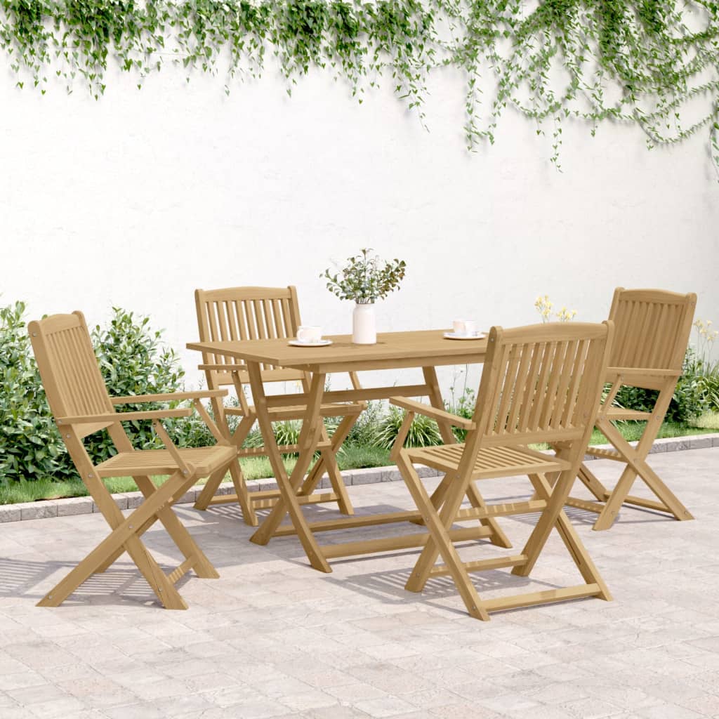 4-Piece Acacia Wood Folding Garden Chairs - 57.5x54.5x90 cm