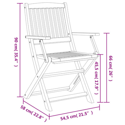 4-Piece Acacia Wood Folding Garden Chairs - 57.5x54.5x90 cm