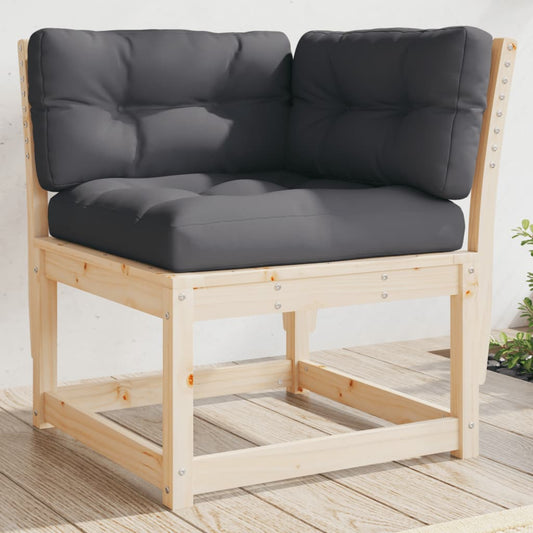 Solid Wood Pine Garden Sofa Corner with Cushions, 73x73x78 cm