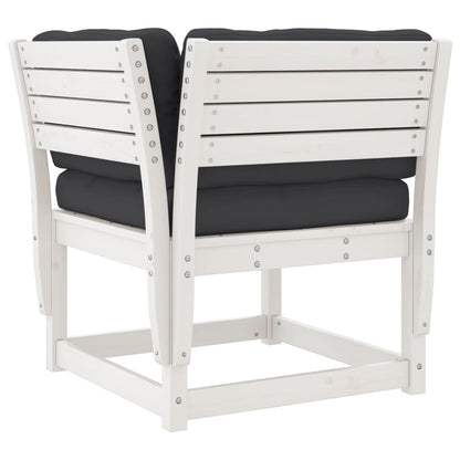 White Solid Pine Garden Sofa Corner with Cushions - 73x73x78 cm