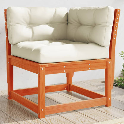 Solid Pine Garden Sofa Corner with Cushions - Wax Brown 73x73x78 cm