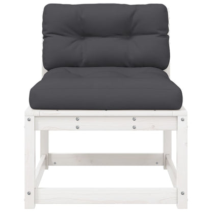 White Solid Pine Wood Garden Sofa with Cushions