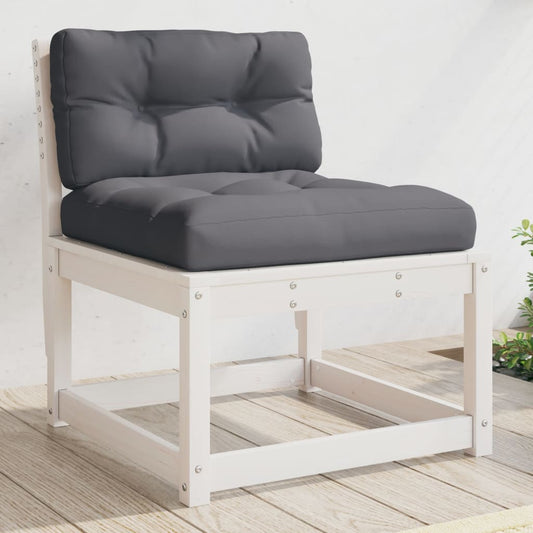 White Solid Pine Wood Garden Sofa with Cushions