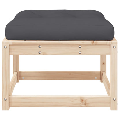 Solid Pine Wood Garden Footstool with Cushions - Stylish & Durable