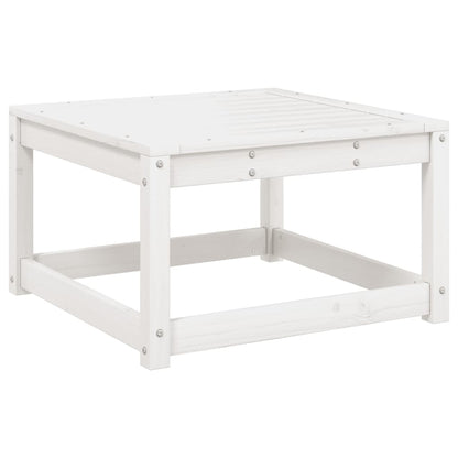 White Solid Pine Garden Footstool with Cushions - Outdoor Comfort