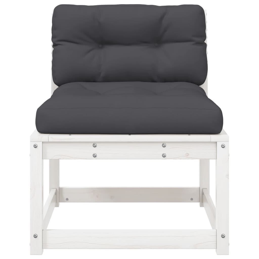 White Solid Pine Garden Sofas with Cushions - 2pc Set
