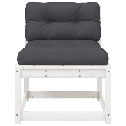 White Solid Pine Garden Sofas with Cushions - 2pc Set