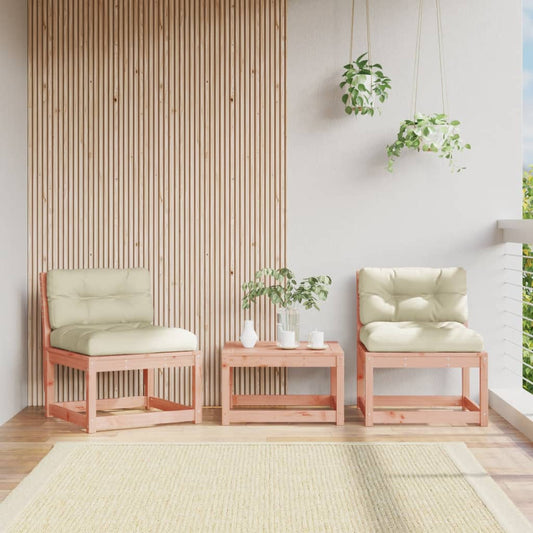 Solid Wood Douglas Garden Sofas with Cushions - 2 Piece Set