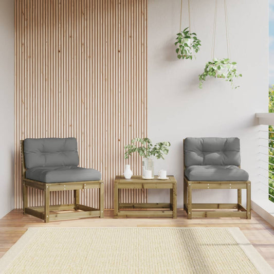 2-Piece Pine Wood Garden Sofas with Cushions - Durable & Stylish