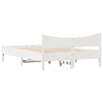 Solid Pine Bed Frame - White 140x200 cm (No Mattress Included)