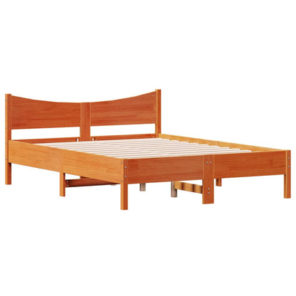Solid Pine Bed Frame Wax Brown 140x200 cm - No Mattress Included