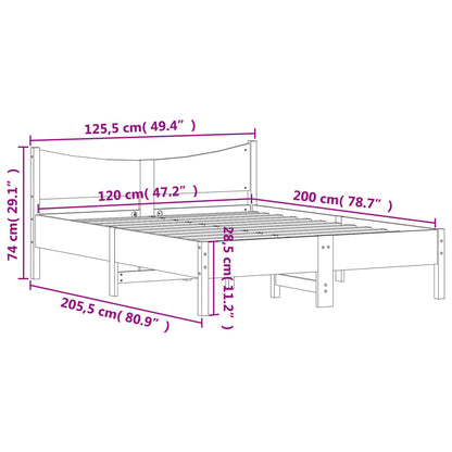 Solid Pine Wood Bed Frame - 120x200 cm, No Mattress Included