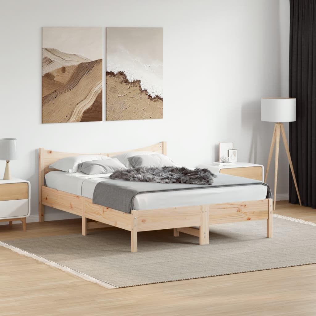 Solid Pine Wood Bed Frame - 120x200 cm, No Mattress Included